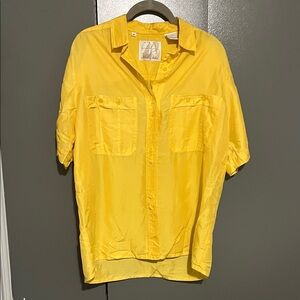Vintage Yellow Silk Button-Up Shirt
